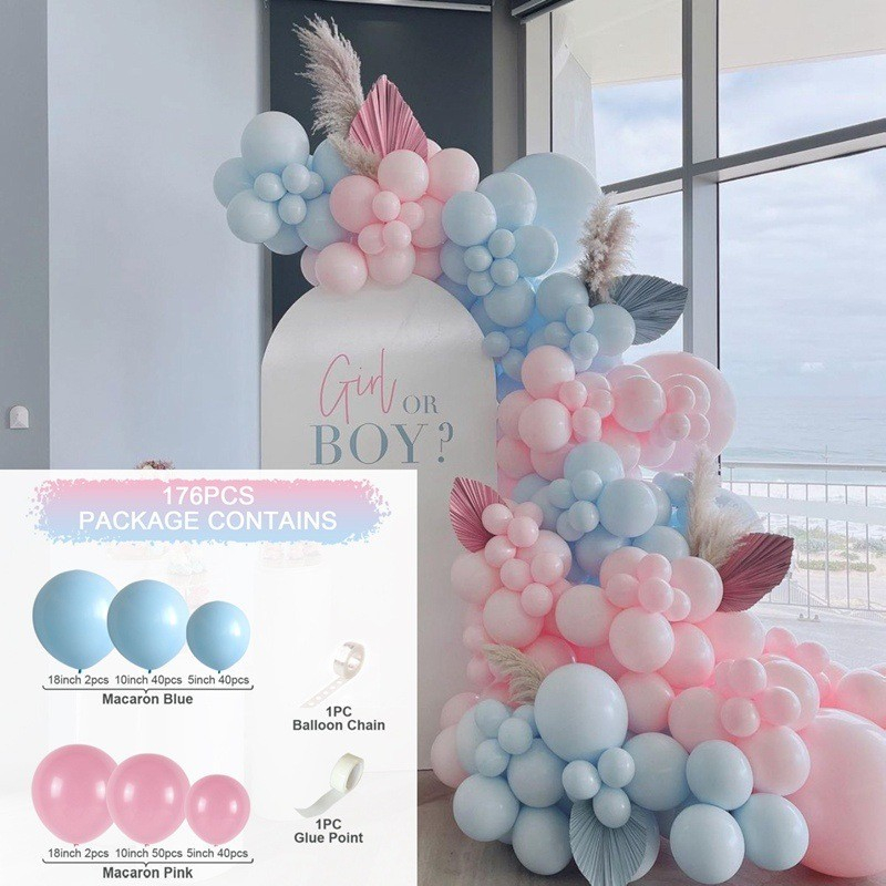 (176-tlg. Set) Party Deko Ballons Latex Luftballons - Blau / Rosa