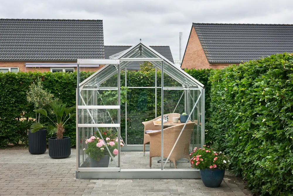 Halls Drivhus Popular 86 med glas og fundament - alu