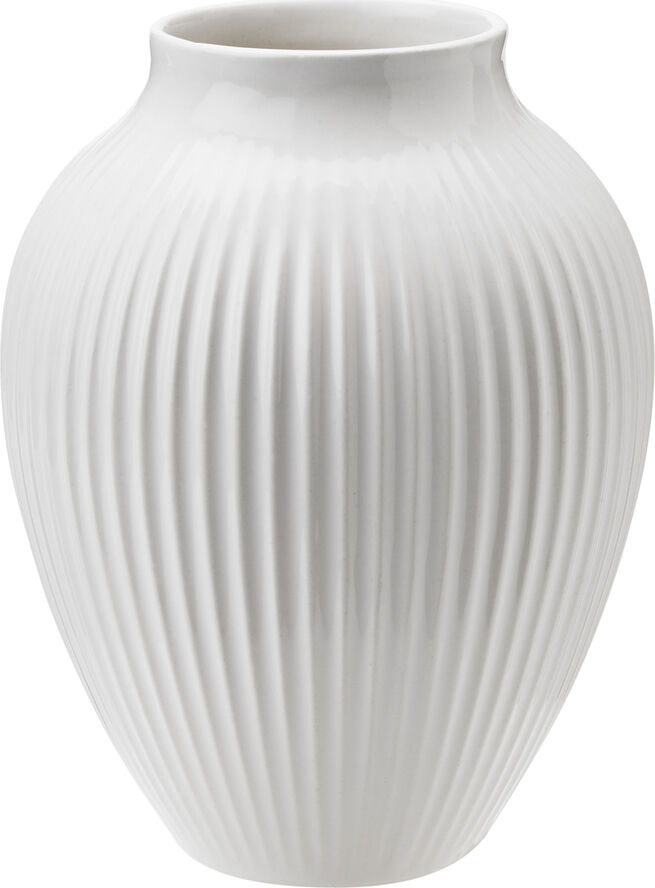 Knabstrup Keramik Knabstrup, vase, riller hvid, 12,5 cm Ripple white
