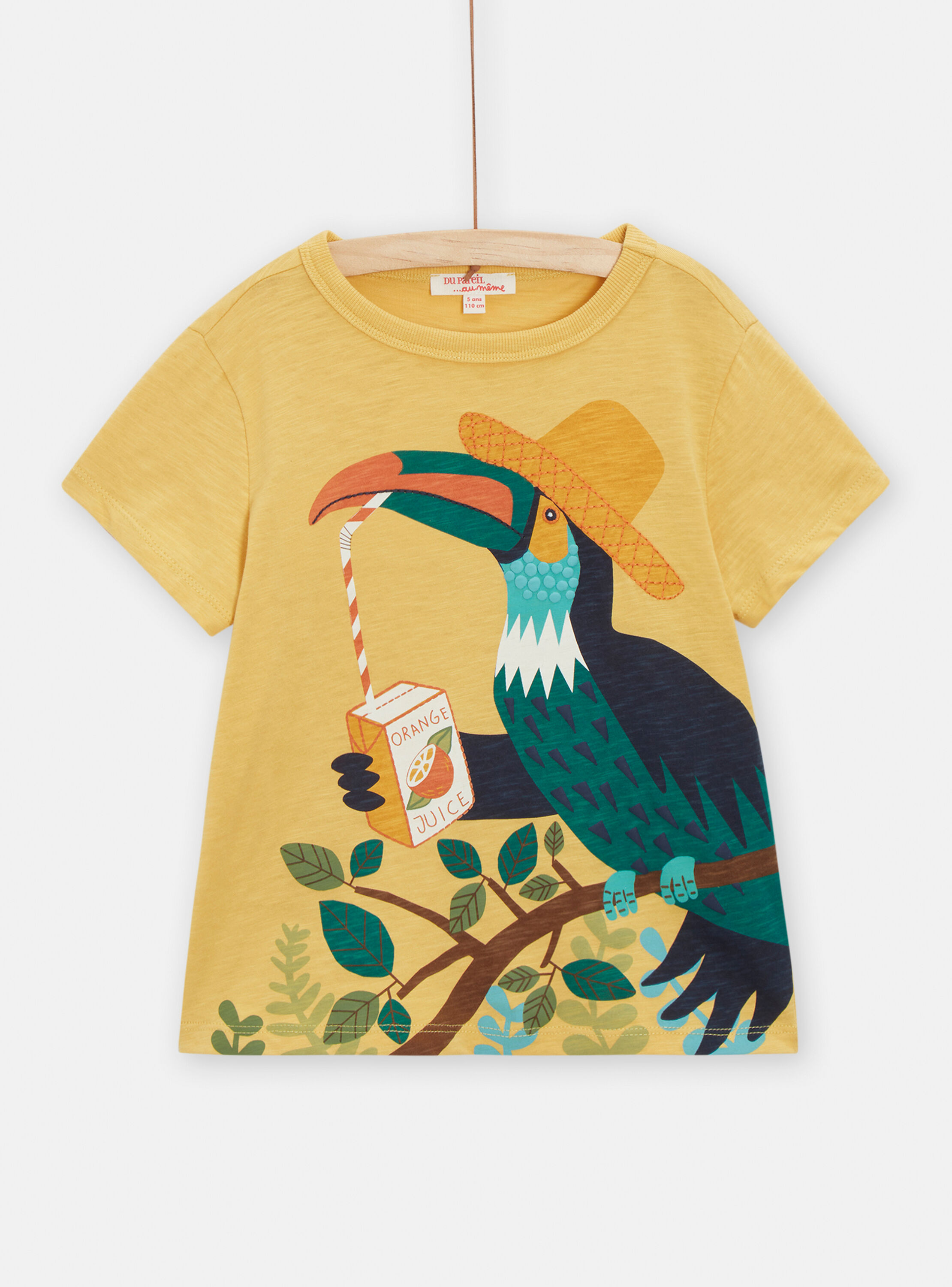 Yellow t-shirt with toucan motif for boys
