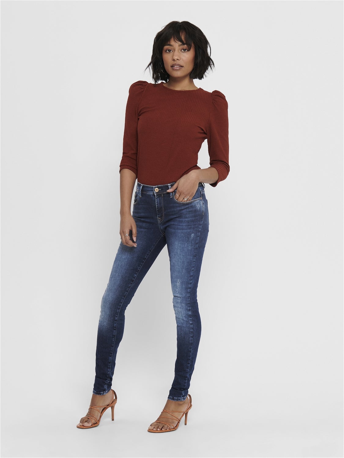 ONLSHAPE Mittlere Taille Skinny Fit Jeans Dark Blue Denim