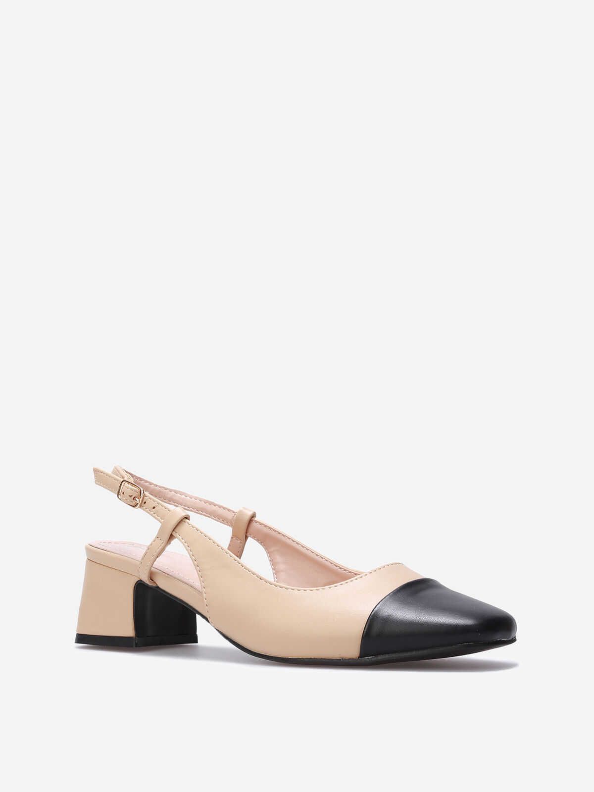 Escarpins slingback bicolores- Beige
