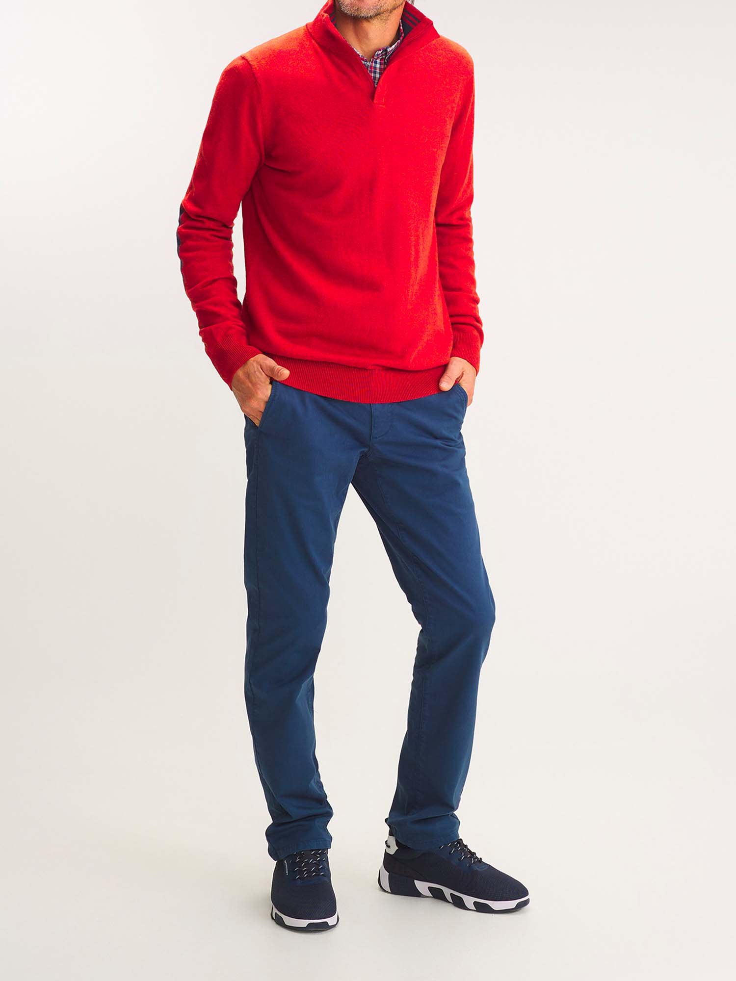 Pull Homme Col Camionneur Rouge