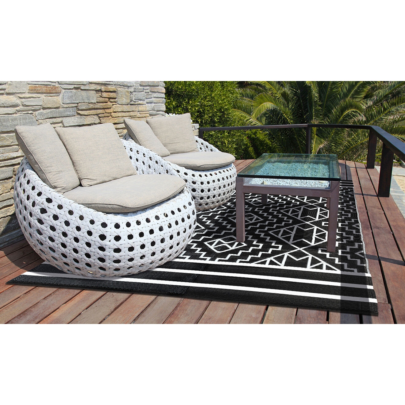 Pratik Garden Tapis extérieur inca noir - 160x240 cm