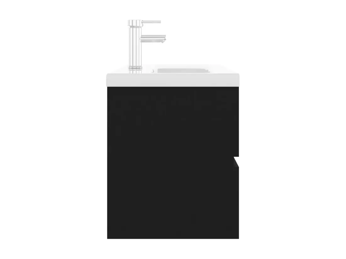 Armoire d'évier avec lavabo intégré noir bois d'ingénierie