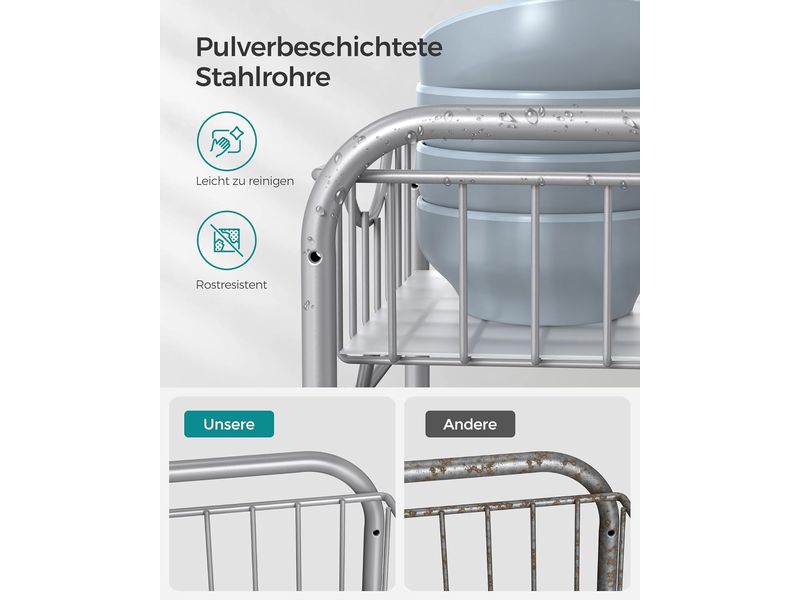 Songmics Küchenregal 2 Schubladen Silber Küchen-Organizer