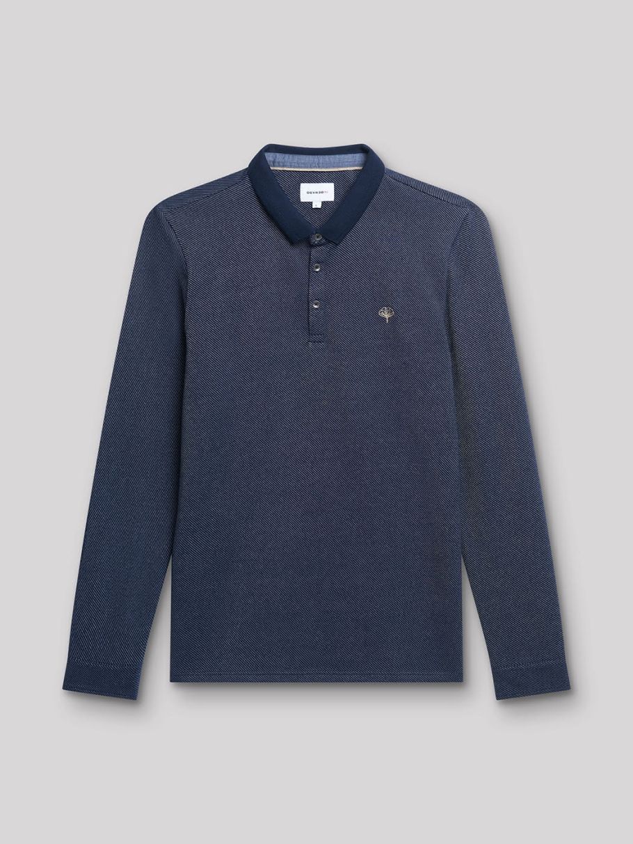 Polo à manches longues faux-uni