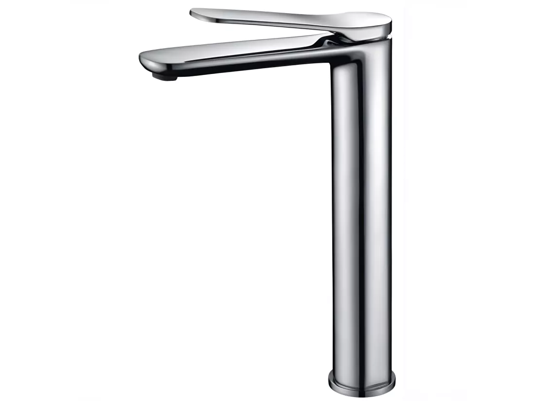 Grand robinet de salle de bain chromé