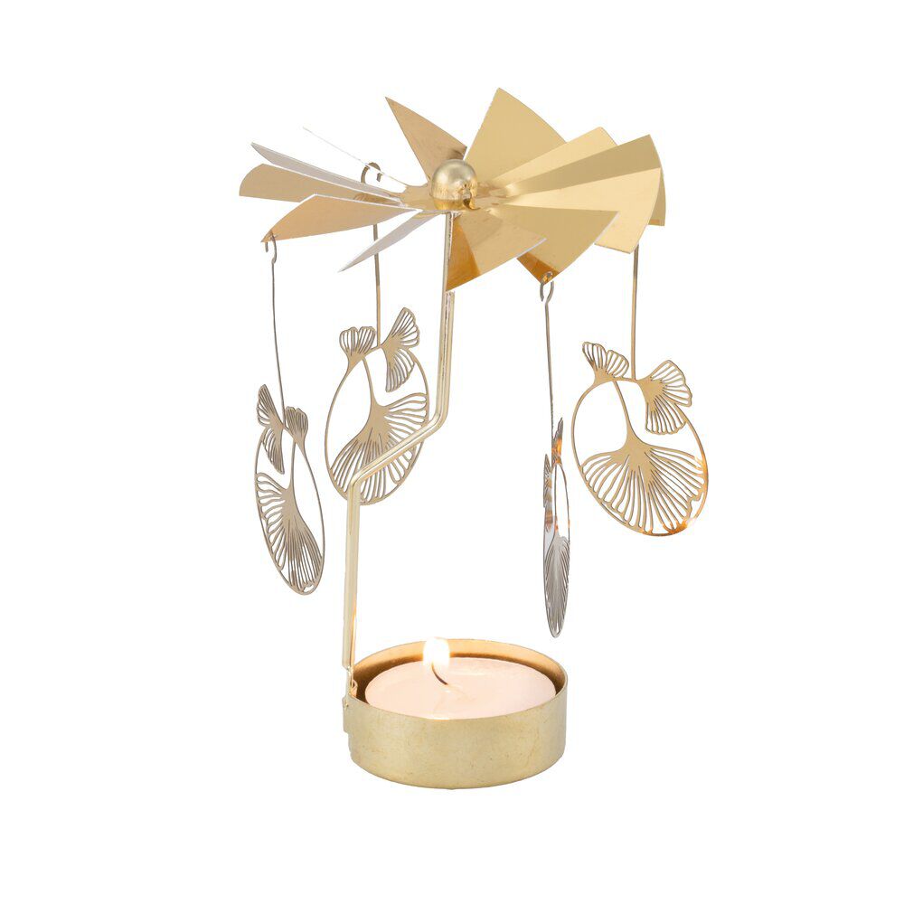 Bougeoir carrousel doré Ø8xH17cm
