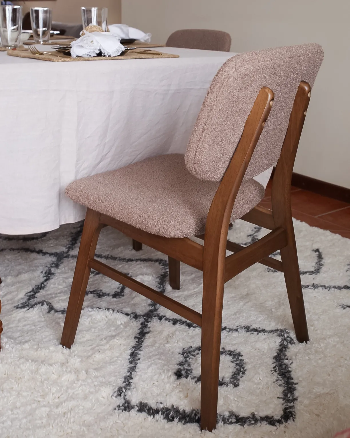 Set van 2 eetkamerstoelen ELAINE Hout Donkerbruin/taupe
