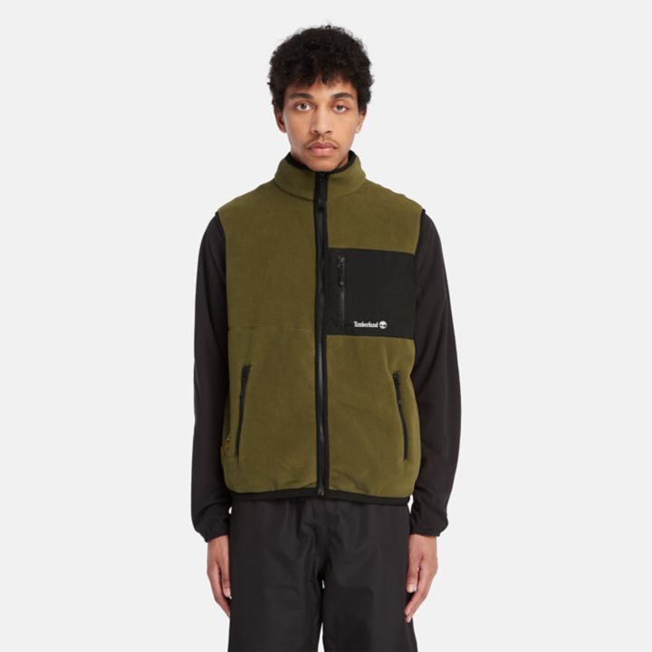 Colete de lã polar Outdoor Archive Polartec Série 200 para homens na cor verde.