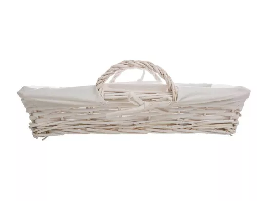 Plateau en osier laqué blanc avec doublure 65x50x9h
