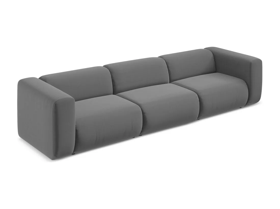 Canapé modulable 4 places en velours - gris - EKAHI