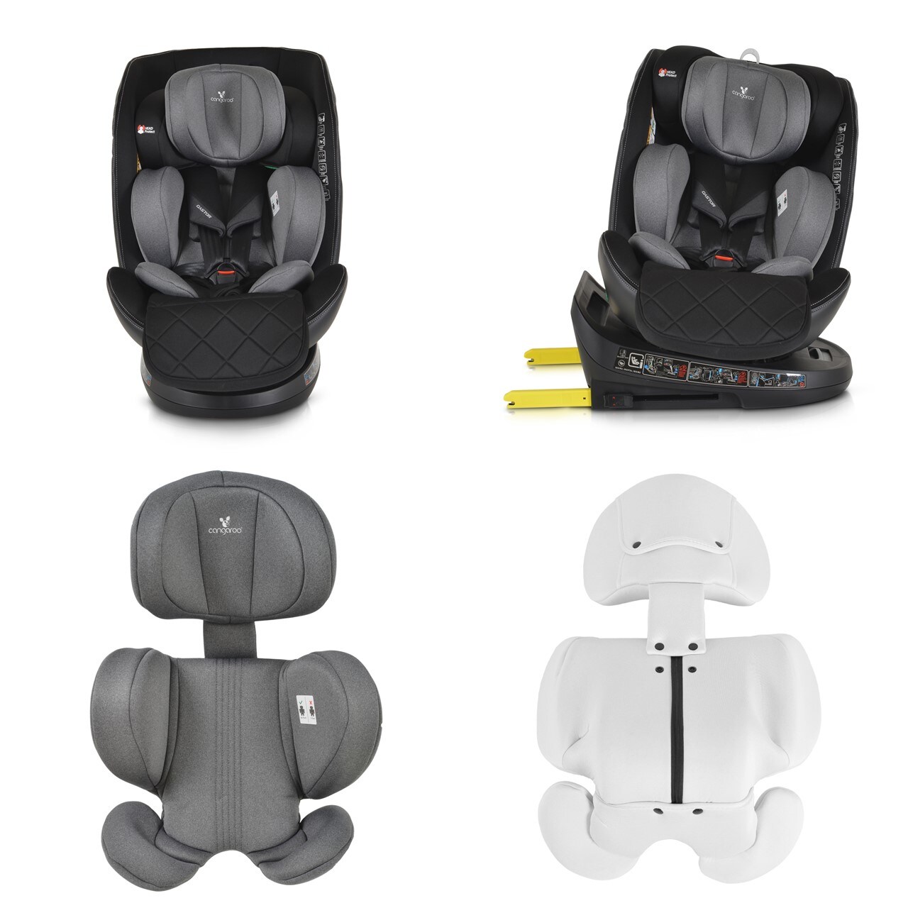 Cangaroo Kindersitz i-Size Castor (40-150cm) Gruppe 0/1/2/3 Isofix, Kopfschutz grau
