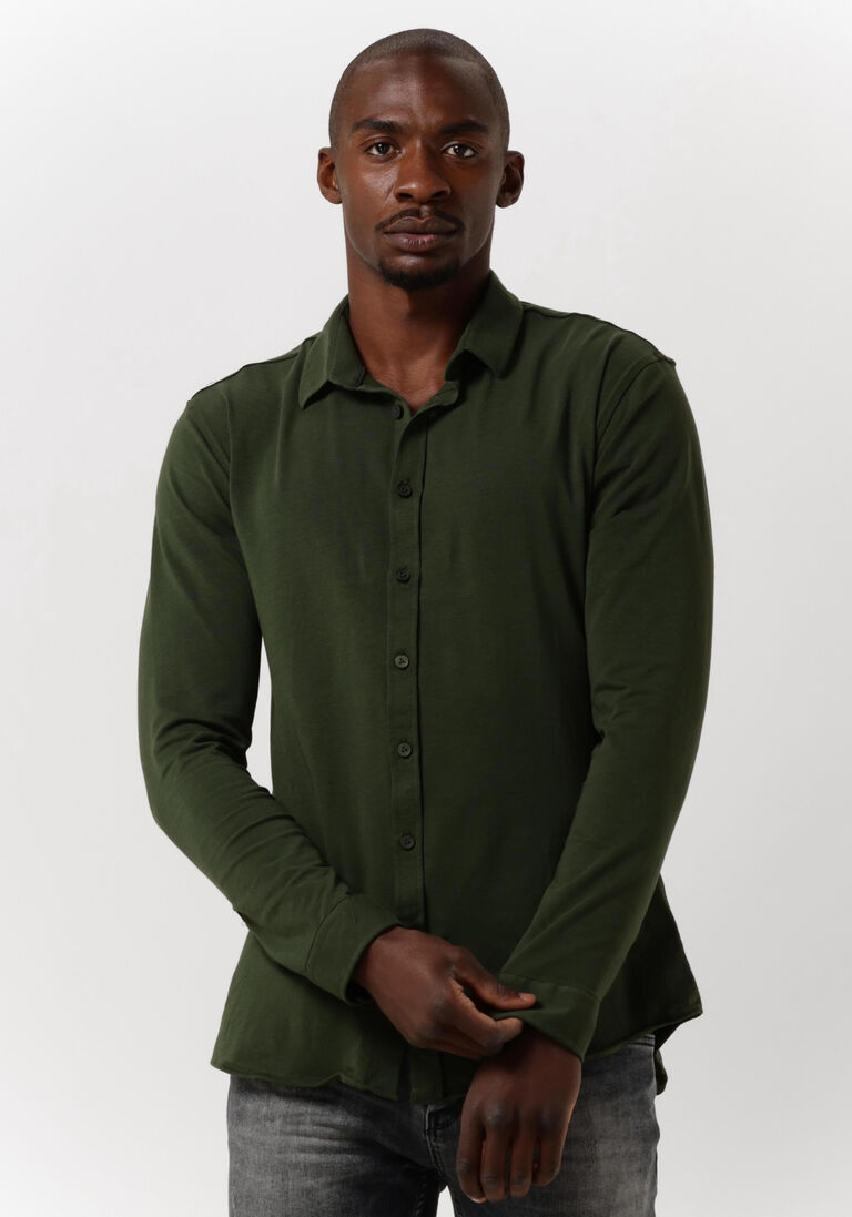 PUREWHITE donkergroene purewhite casual overhemd essential shirt jersey ls