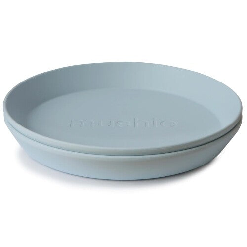 Mushie kinderborden rond - powder blue - 2st