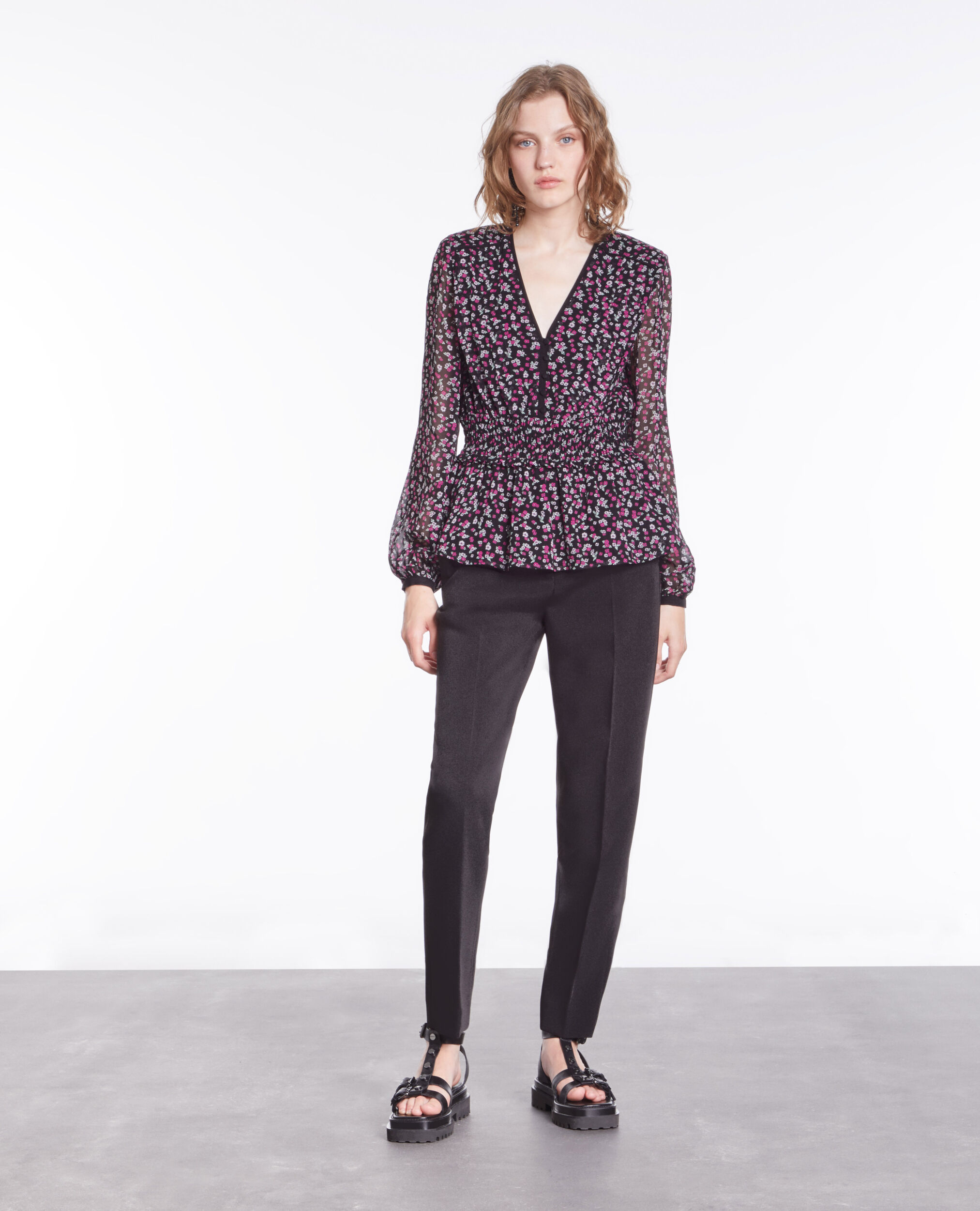 Top imprimé avec smocks