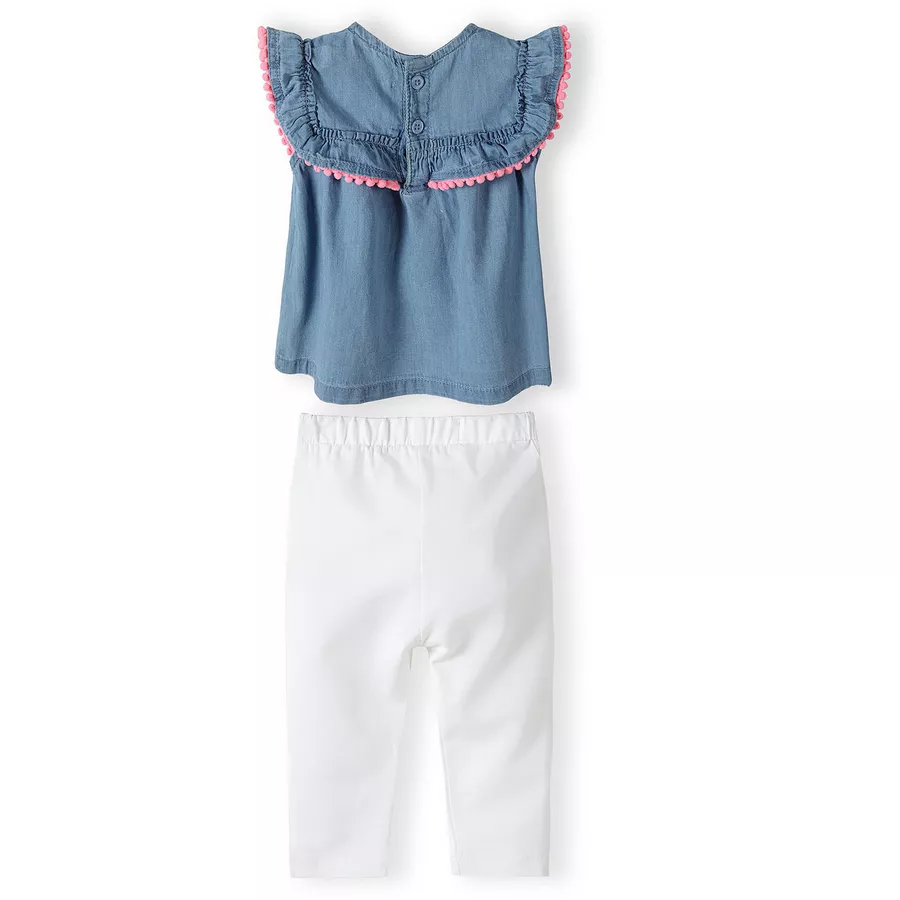 MINOTI T-Shirt und Leggings im Set Denim-HellblauWeiß