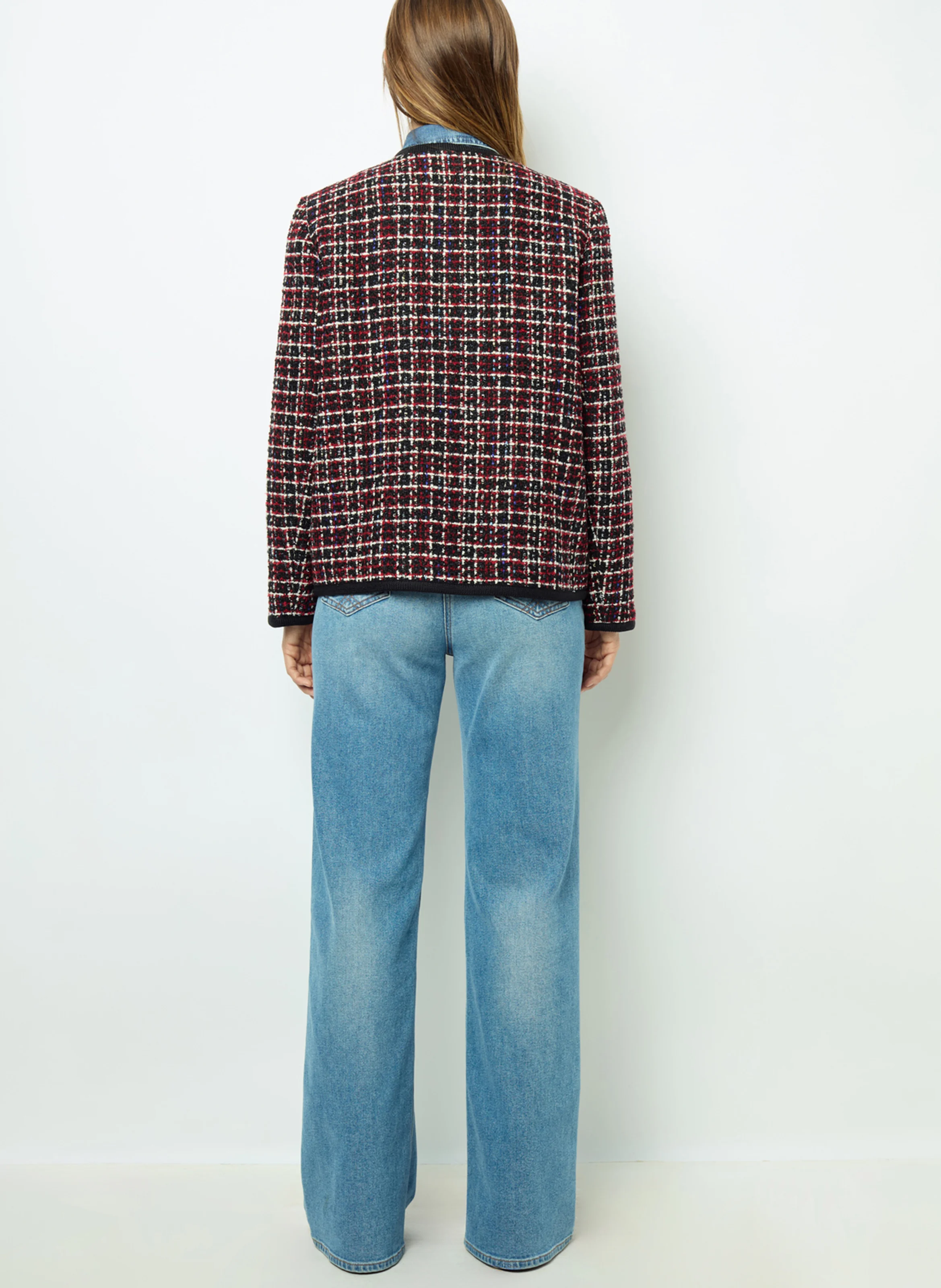 MAIWENN - Veste droite col rond en tweed | Noir