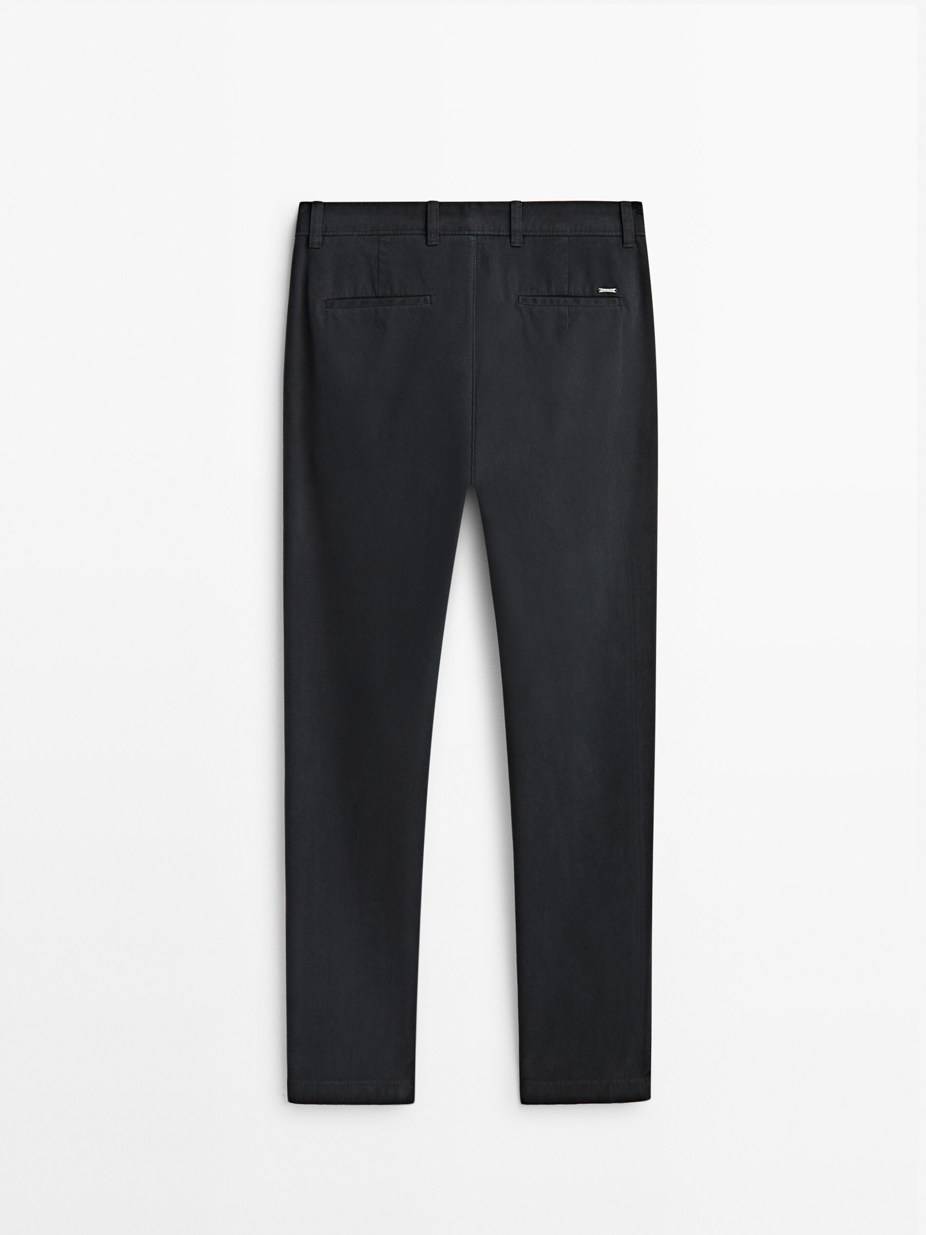 Calça chino em mistura de algodão, corte afunilado - AZUL MARINHO