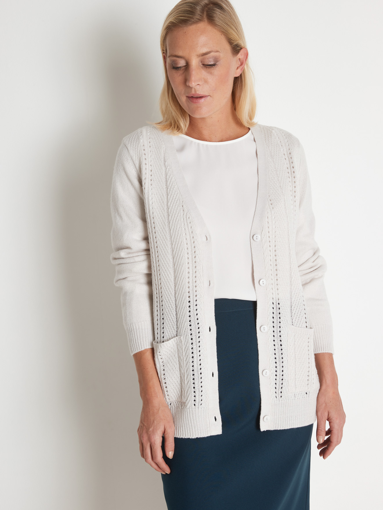 Gilet manches longues point ajouré