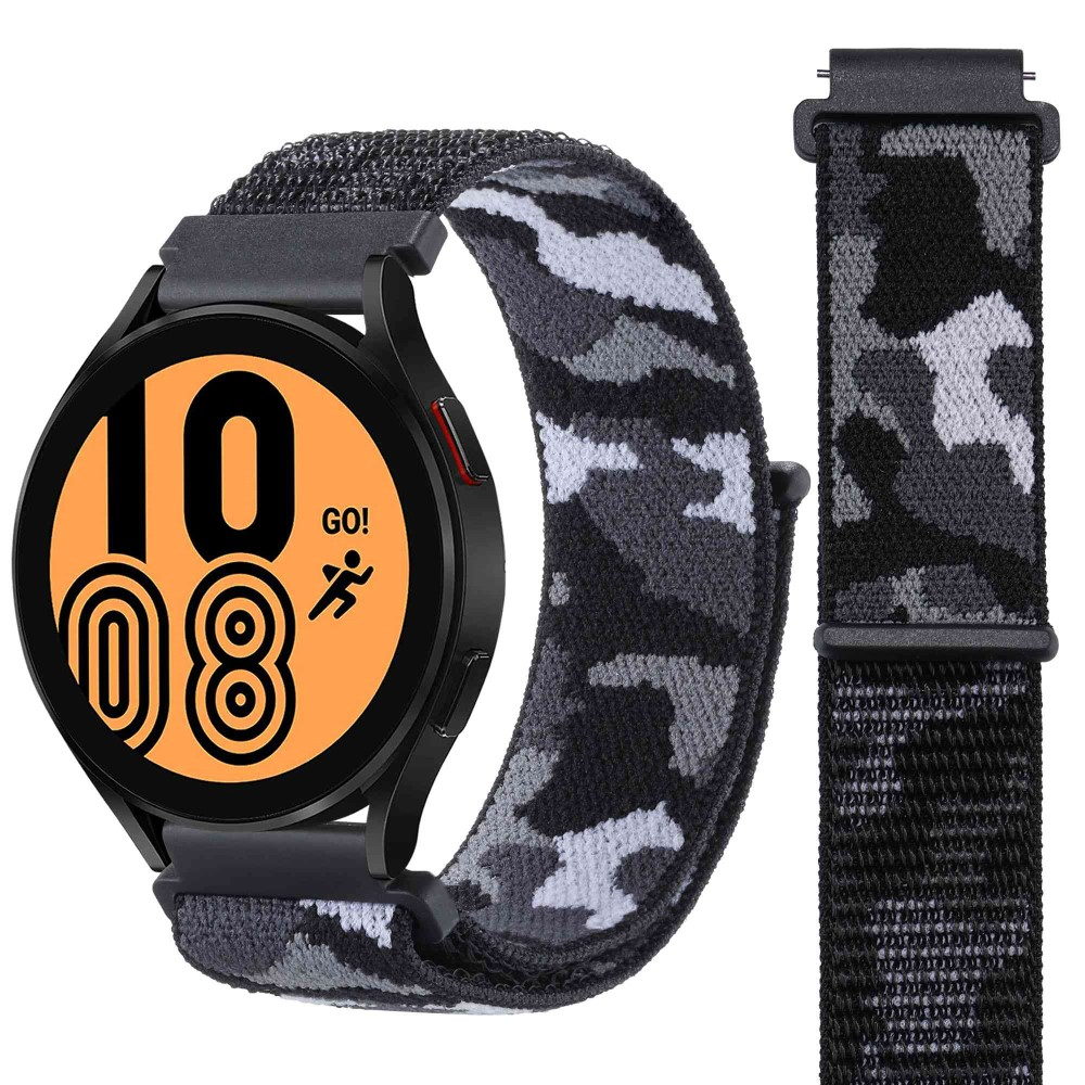 Samsung Galaxy Watch 7 (44mm) Nylon Armband mit Klettverschluss (Gelenkumfang: 170-225mm) - Camouflage (Schwarz)