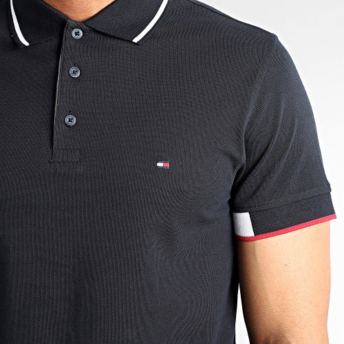 Polo Manches Courtes RWB Placket Cuff Bleu Marine