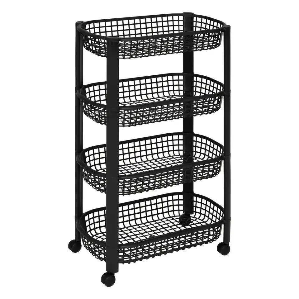 5Five Keuken/badkamer trolley 4 laags - 46 x 25 x 79 cm - zwart