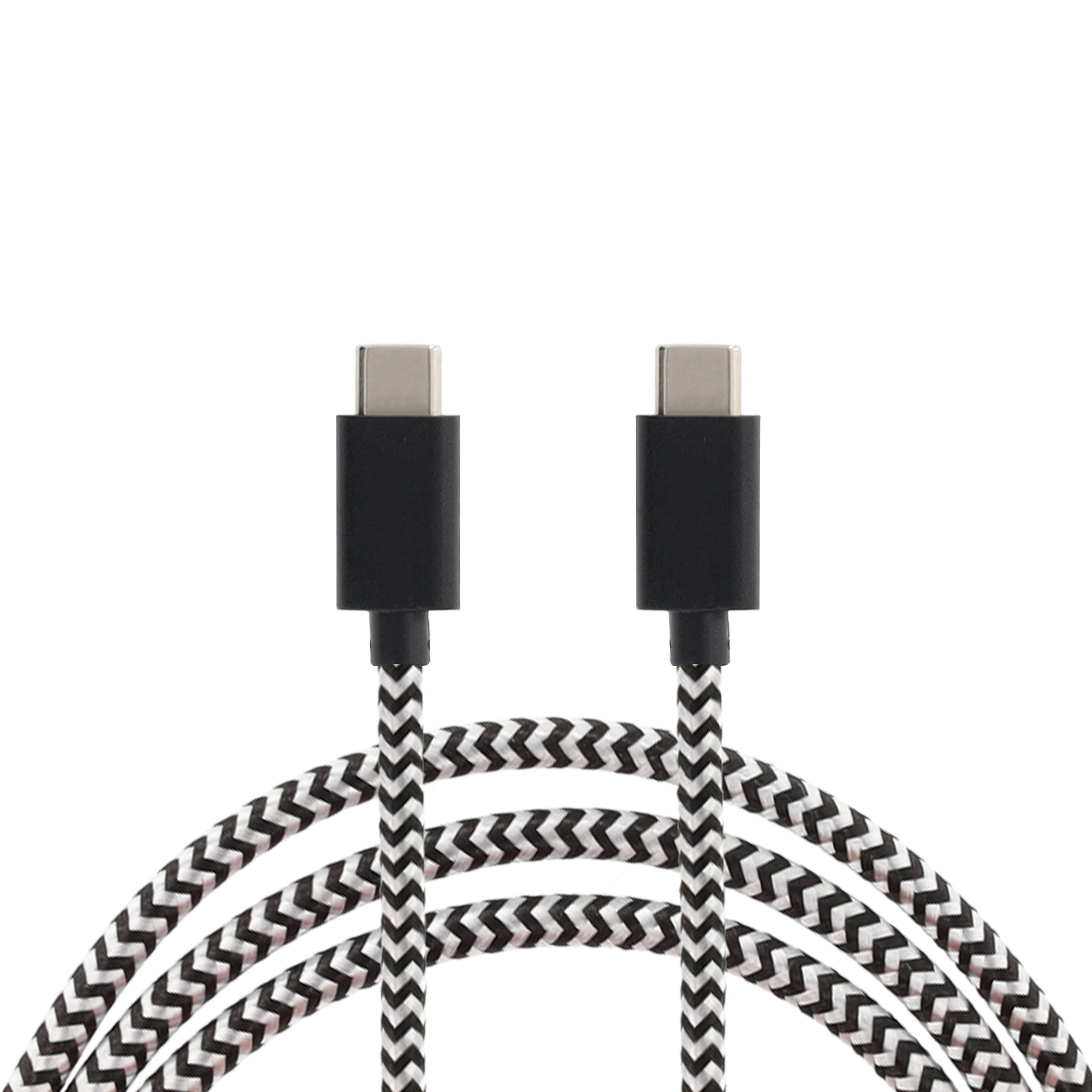 (20cm/3A) USB C auf USB C Ladekabel Nylon Datenkabel - Schwarz / Weiss