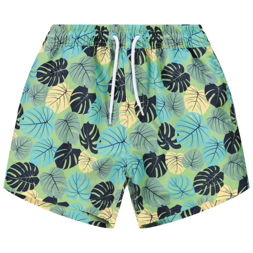 Short de bain imprimé feuilles pour garçon - Vert
