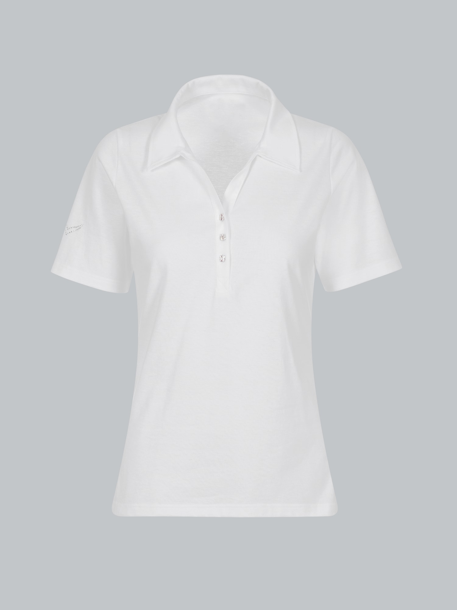 Poloshirt aus Baumwolle mit Kristallsteinen Weiss