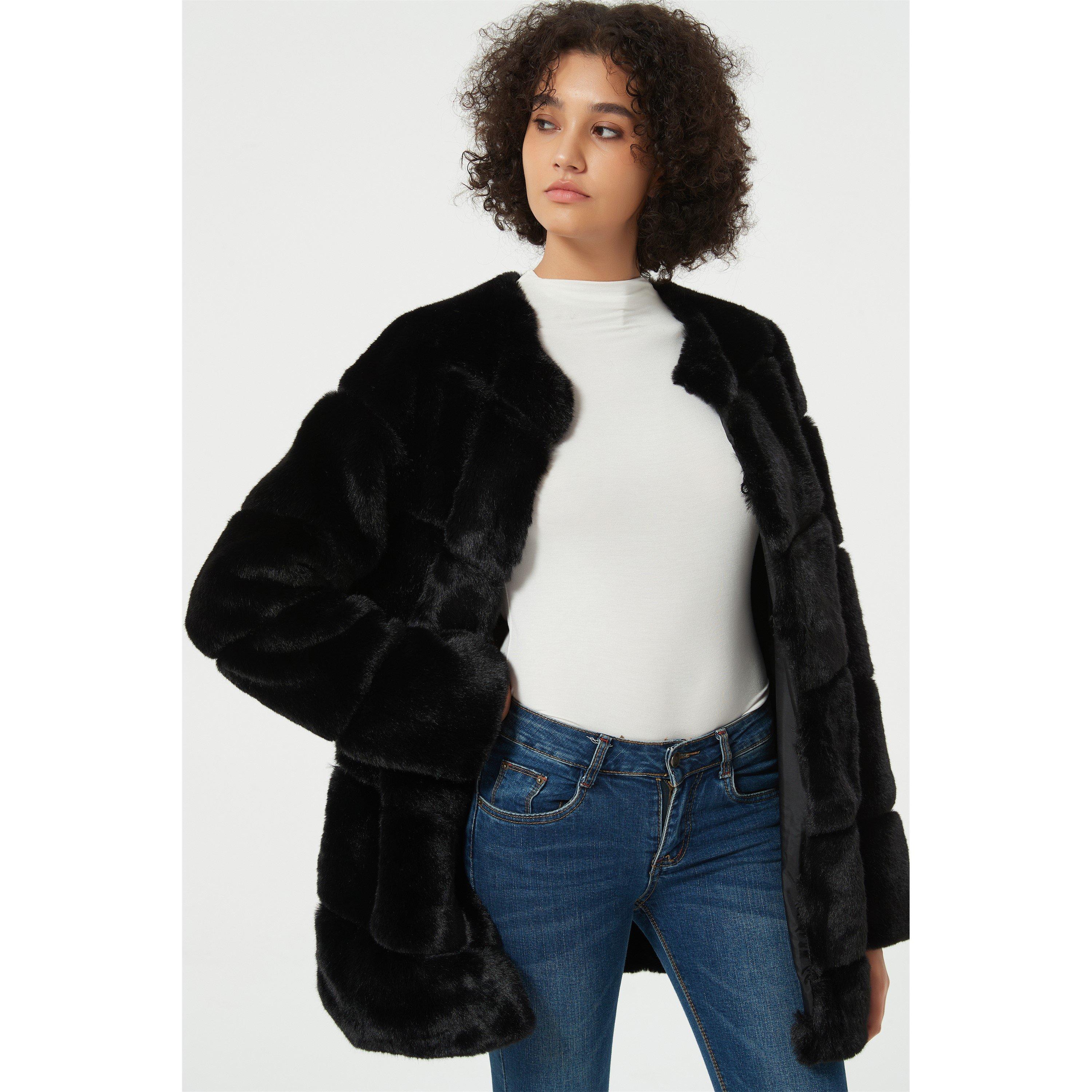 Be You B Faux Fur Panel Coat