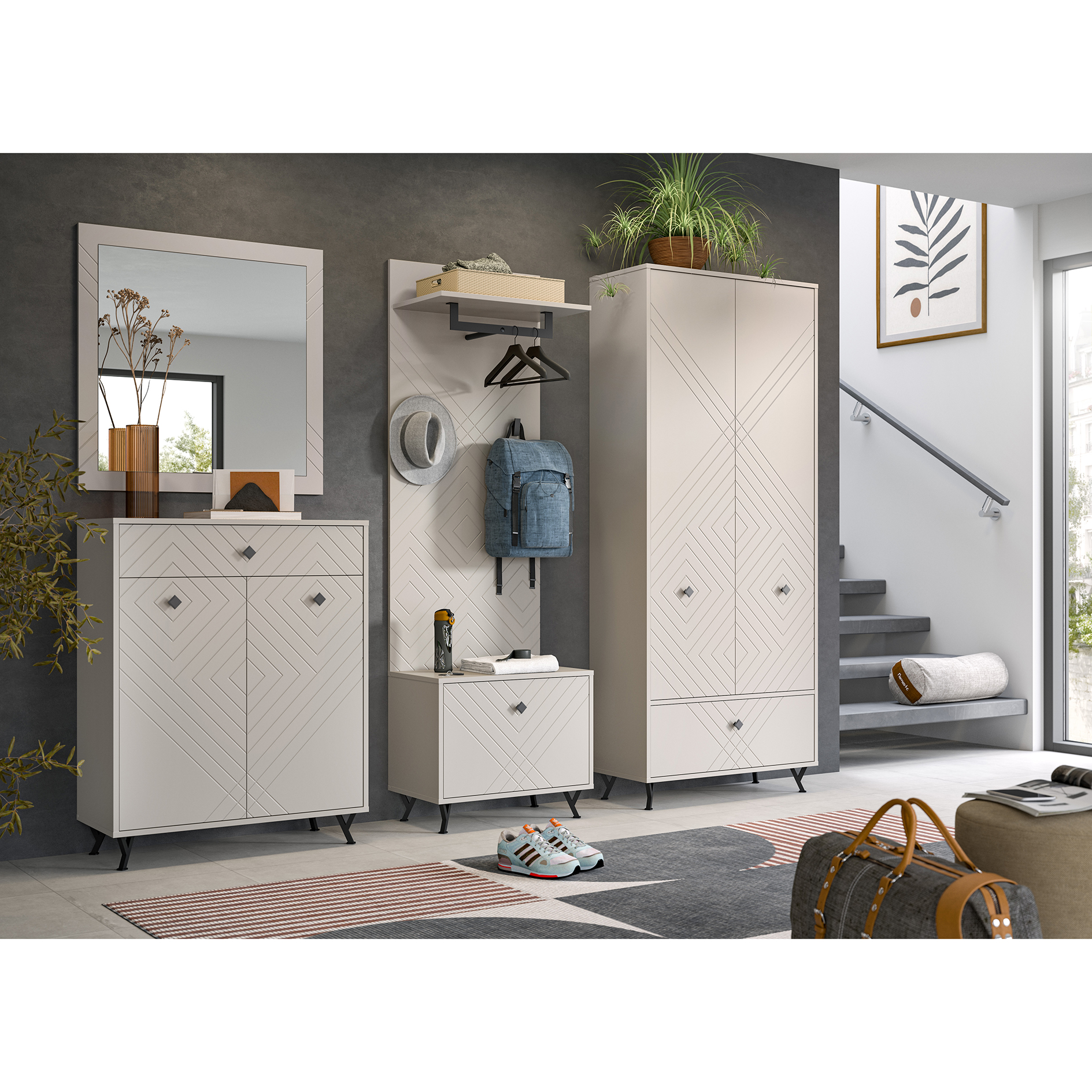 Spiegel NOTES - sandbeige matt - 180 cm hoch