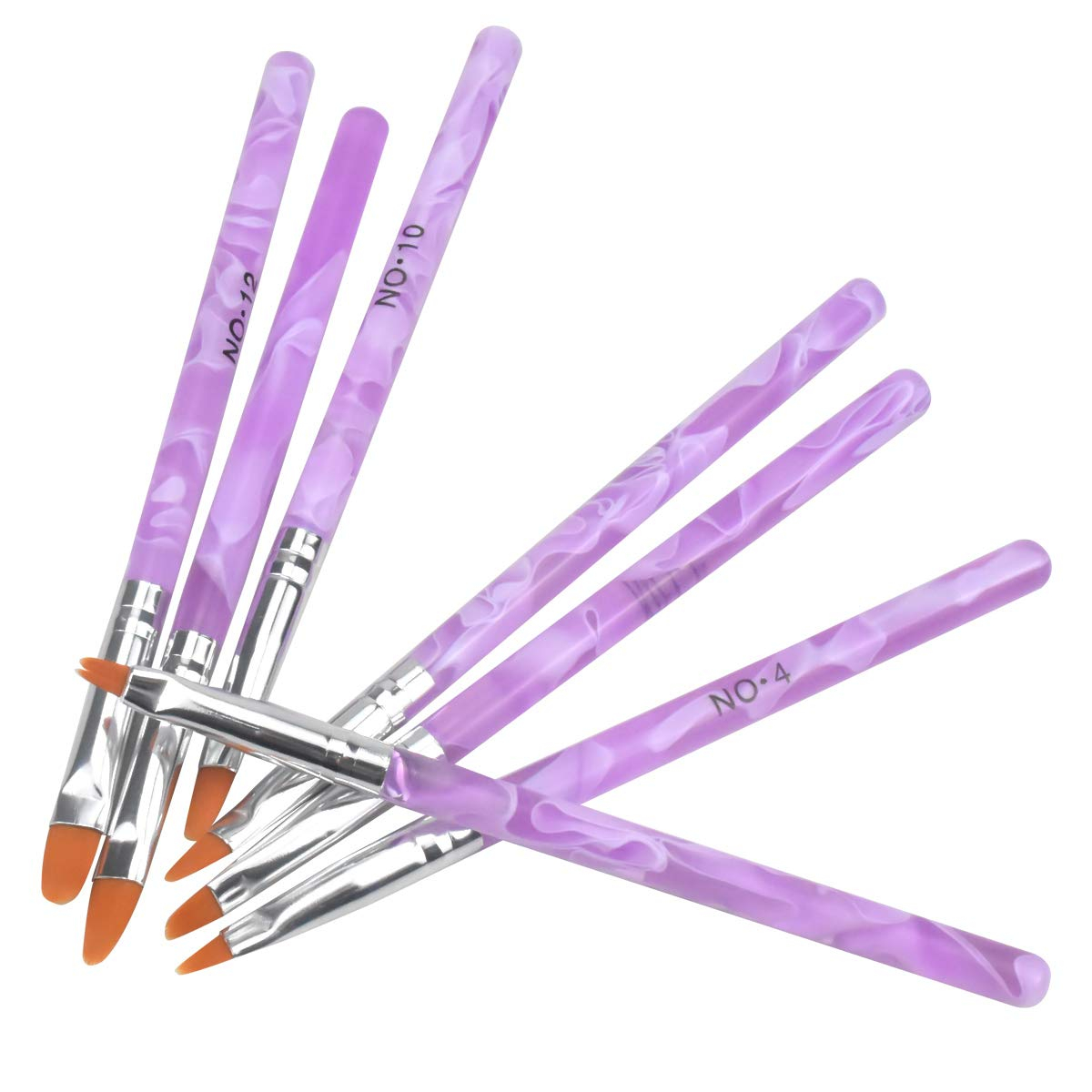 (7-tlg Set) Nail Art Nageldesign UV / Acryl Gel Pinsel - Violett