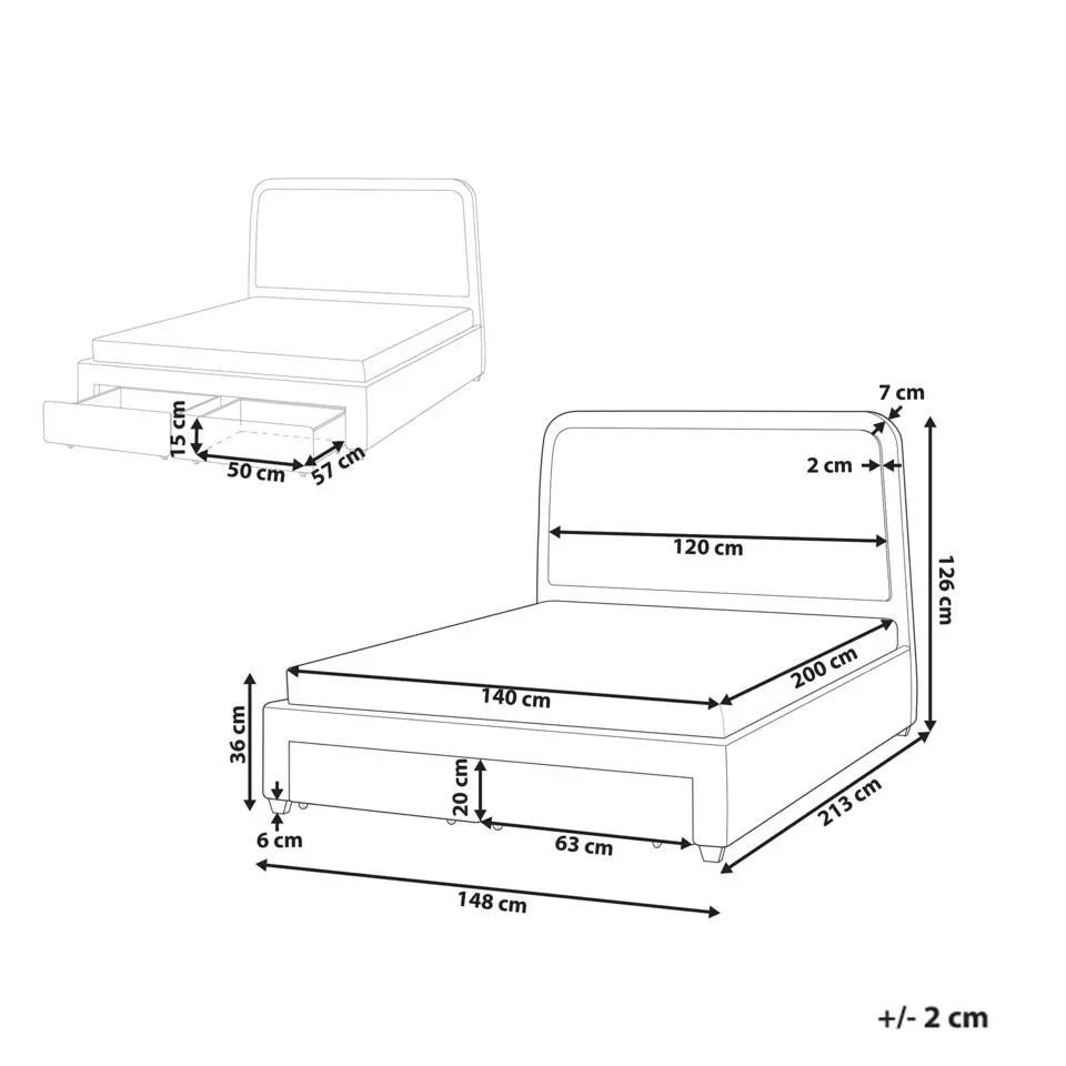 SARDENT - Tweepersoonsbed - Off-white - 140 x 200 cm - Bouclé