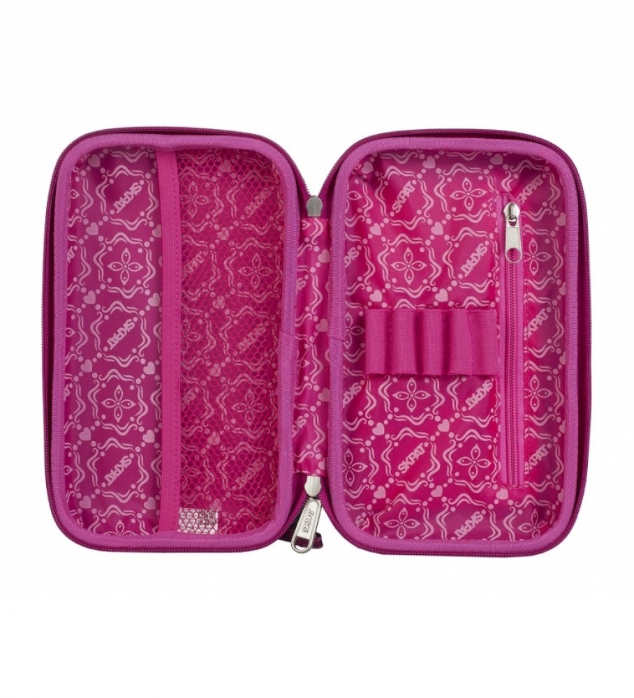 Estojo rígido grande infantil Skpat, feito de policarbonato estampado, modelo 130312, cor fúcsia - 23 x 13 x 5,5 cm -