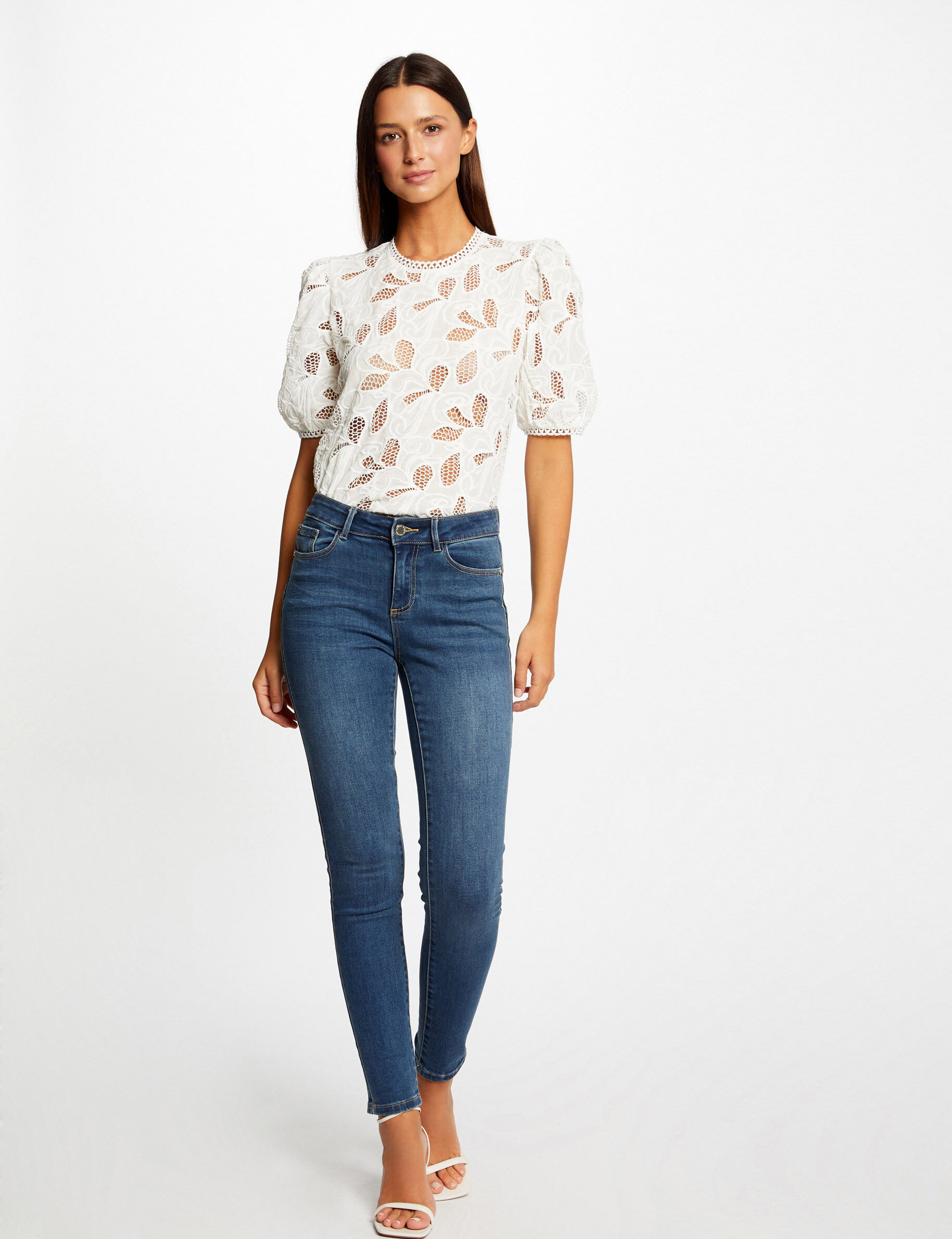 Jeans slim avec liserés métallisés jean stone femme - jean_stone