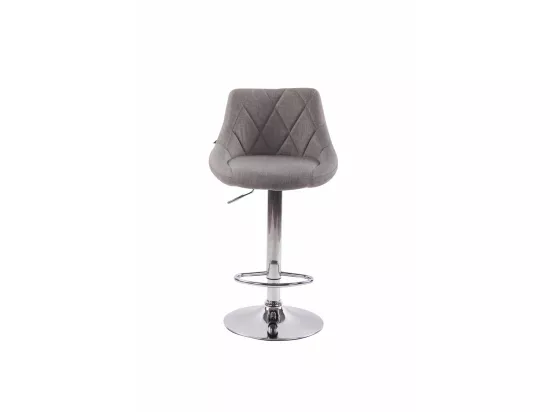 Lot de 2 Tabourets de bar - Tissu & Métal chromé - Gris - Lazio