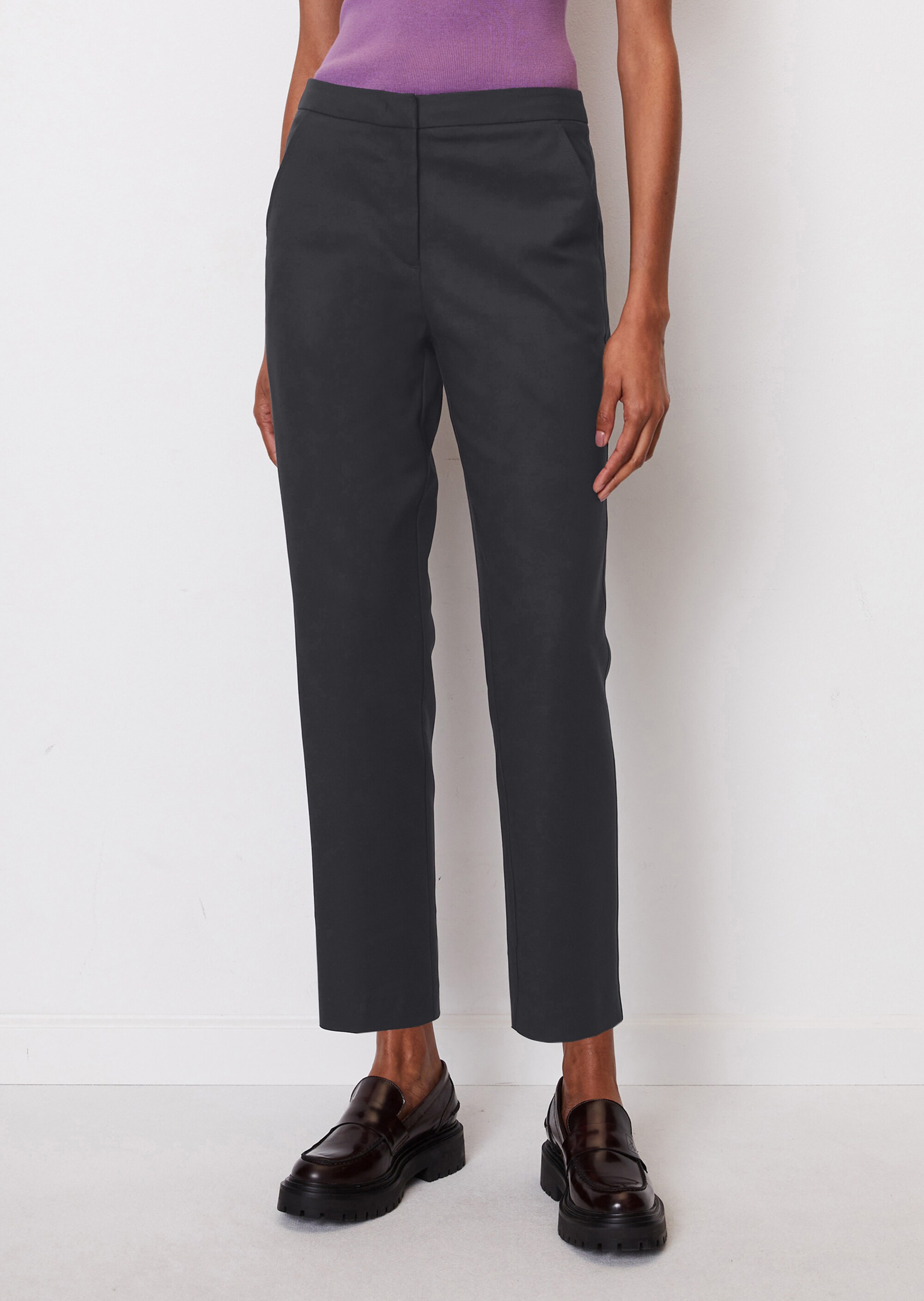 Knöchellange Hose slim aus Organic-Cotton-Stretch-Viskose-Mix