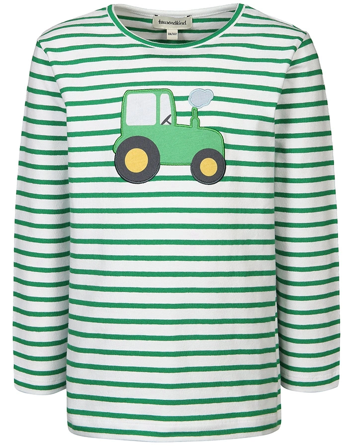 Langarmshirt TRAKTOR TOBI gestreift in weiß/grün