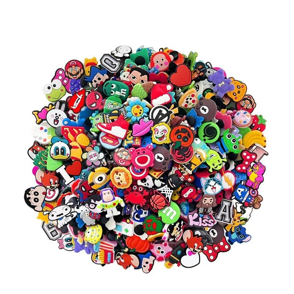 (100er Set) Schuh Anstecker Pins Schuh Charms für Crocs im Cartoon Design - Assortiert