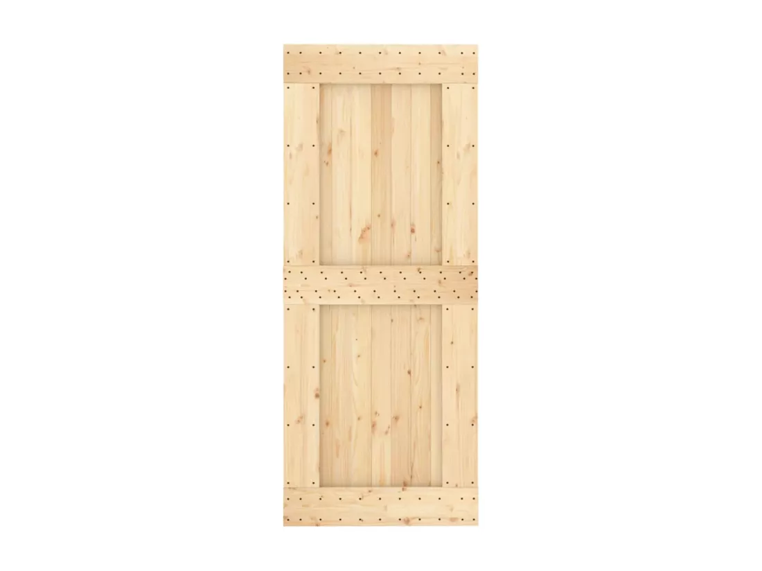 Porte coulissante et kit de quincaillerie 85x210 cm pin massif
