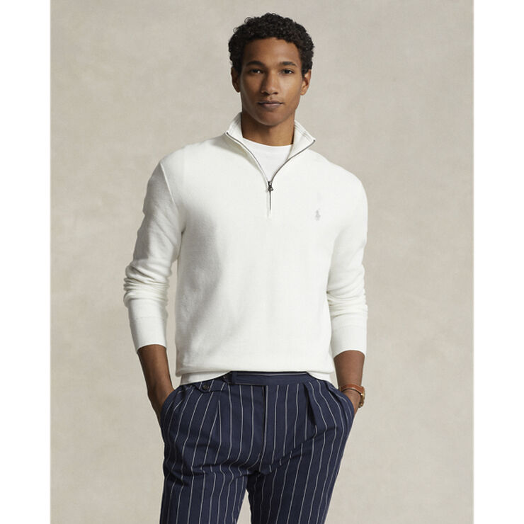 Polo Ralph Lauren Mesh-Knit Cotton Quarter-Zip Sweater 2wh6