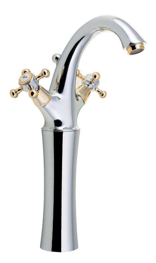 Sapho Antea 1-gats wastafelkraan verhoogd 30cm met pop-up waste chroom / goud