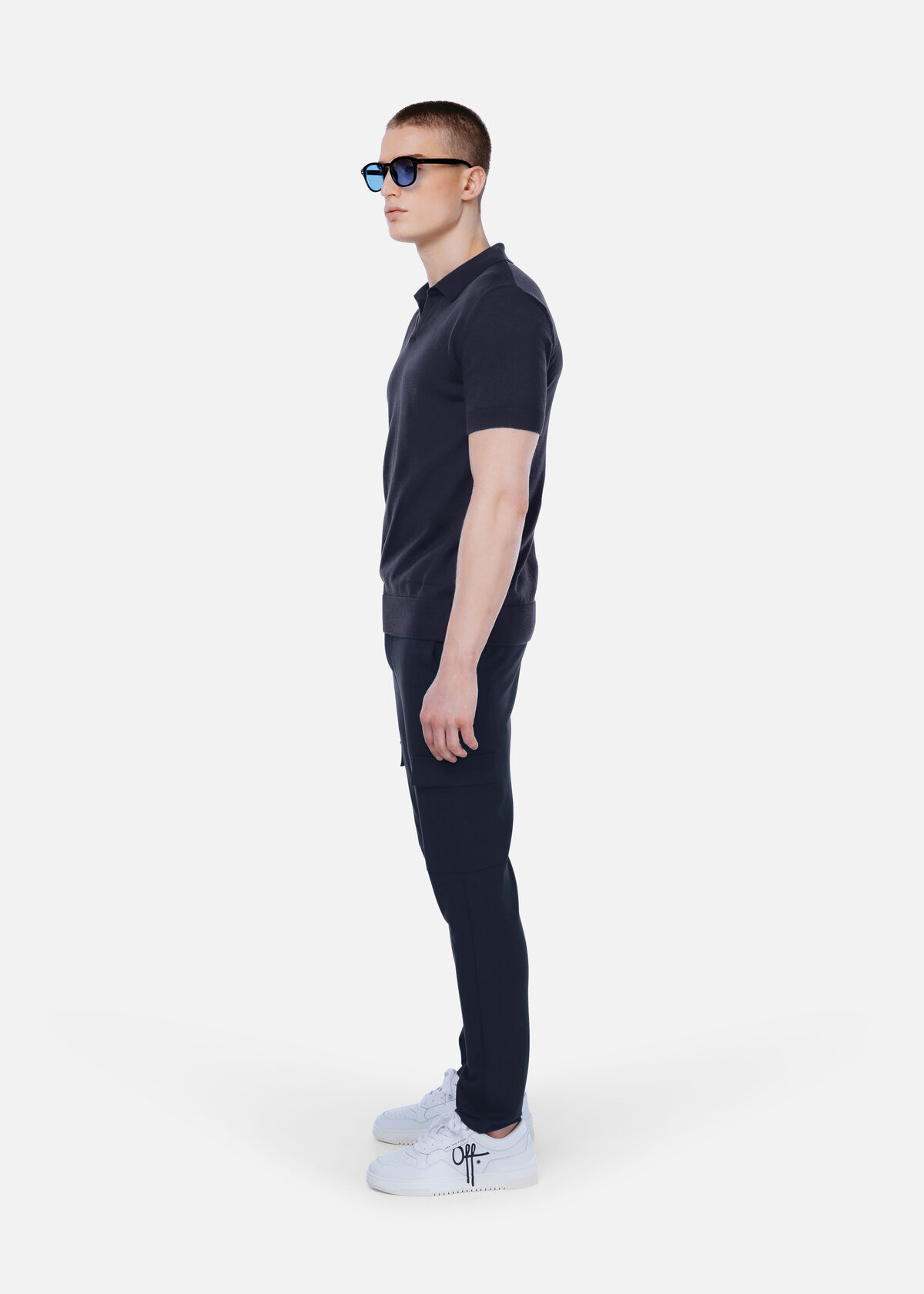 Off The Pitch Smart Knitted Polo Heren Donkerblauw