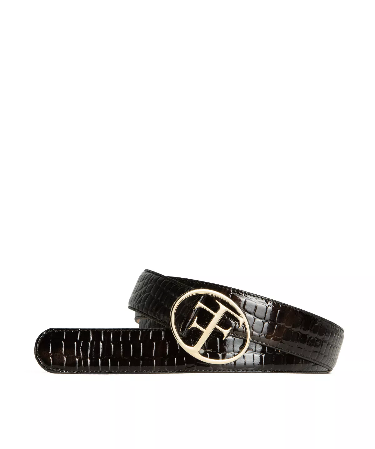 Ceinture PARIS CROCO BRUN boucle Or