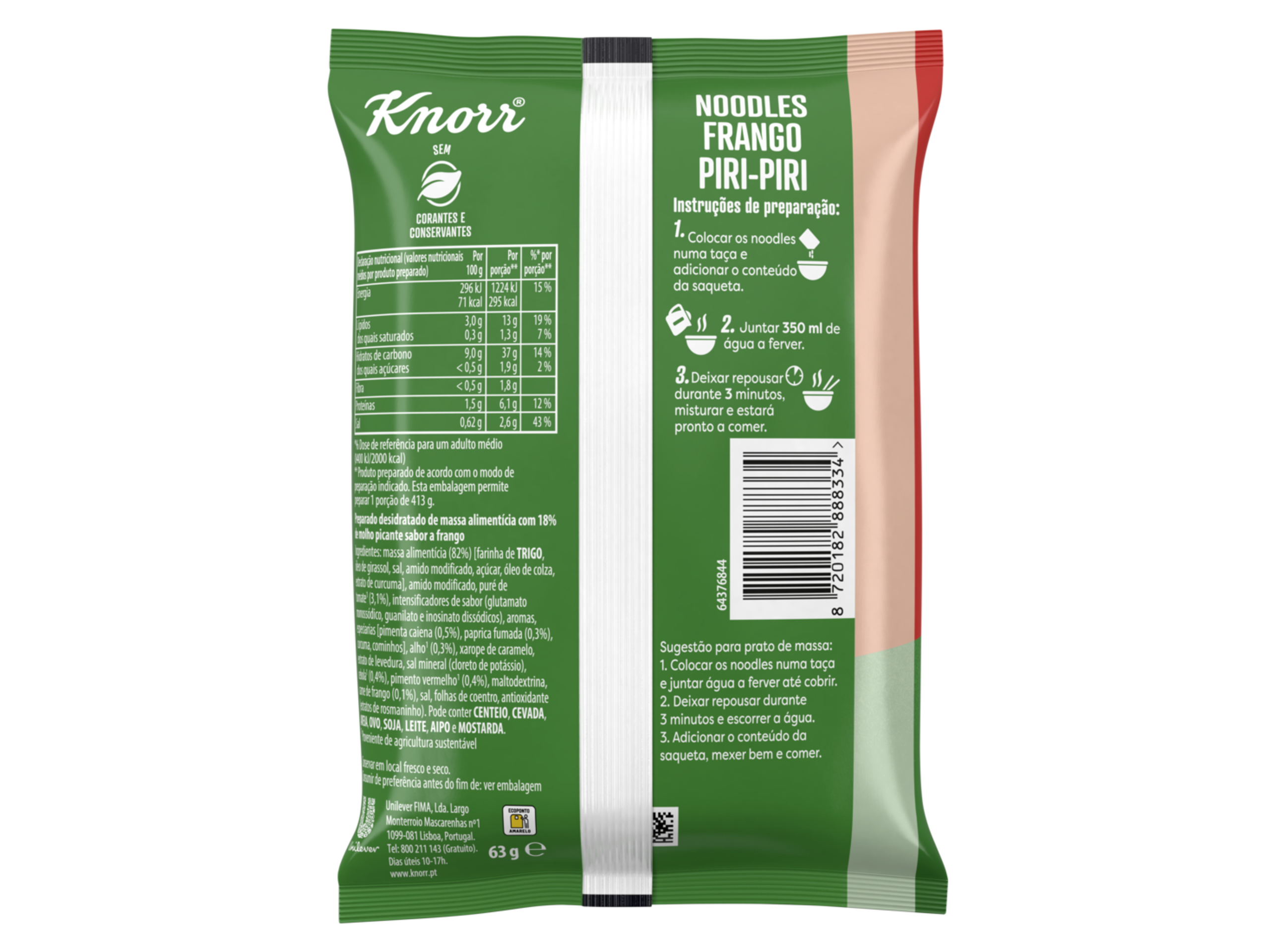 MASSA NOODLES KNORR FRANGO PIRI PIRI 63G