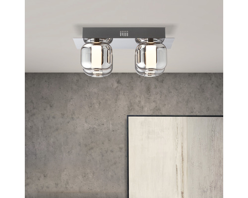 LED plafondlamp 4x6W 4x450 lm 3000K 35x35 cm Rafa chroom/gerookt glas