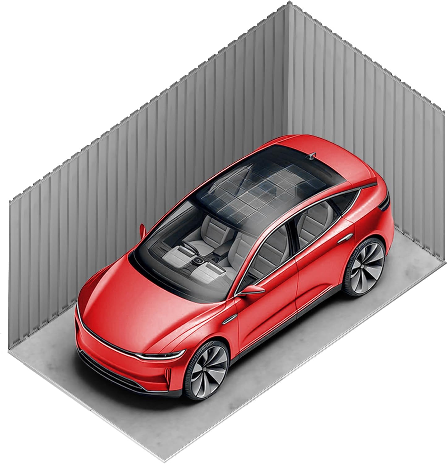 Wasabi - Metallischer Garagenunterstand 19,52 m² Jarama - 576x338x243 cm - Außen-Carport - Große Rolltür - Seitlicher Fußgängerzugang - Grau - Außenlagerung