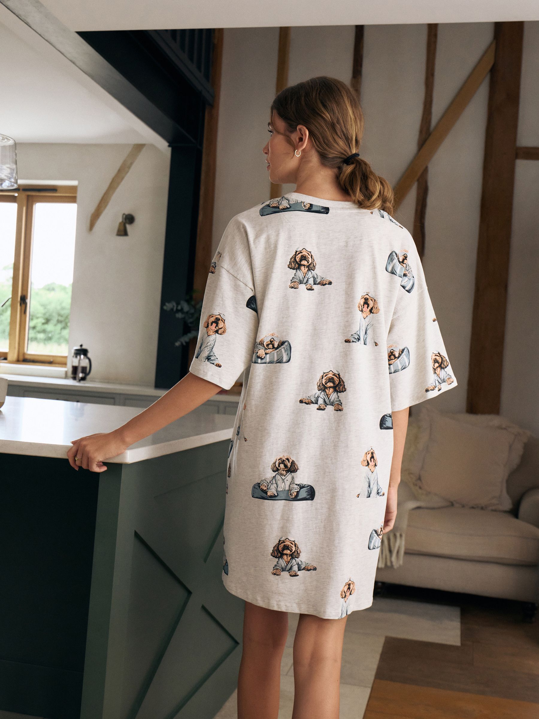 Grijze Charlie the Cockapoo - Katoenen nachthemd